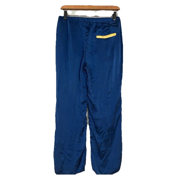 Capulet 100% Washable Silk Pajama Pants, Navy Blue Pockets Drawstring Women S/M - Picture 2 of 16